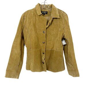 NEW Vintage Deadstock Roxy Brown Suede Leather Jacket Boho Size Small